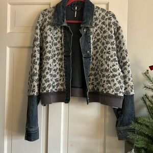 Free People Blue ditsy denim jacket